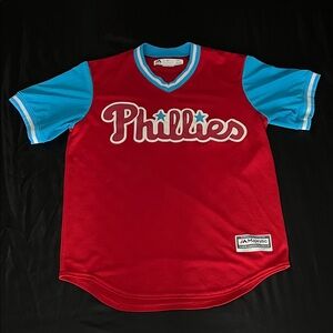 Majestic Phillies Red and Blue Jersey